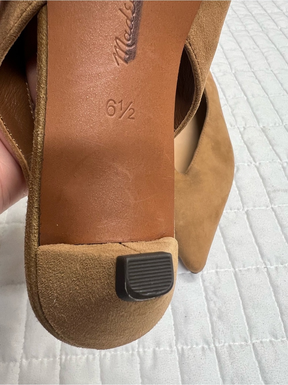 Madewell The Simone Kitten-Heel Slingback Pumps Dried Acorn Tan Suede Size 6.5 - Picture 11 of 11